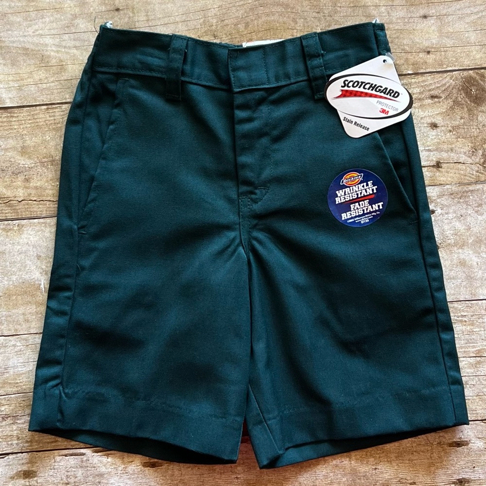 Dickies Boys School Uniform Shorts Hunter Green Plain Front Size 5 RG W735159
